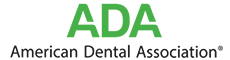 The image is a logo with the text  ADA  prominently displayed, indicating it s related to American Dental Association.